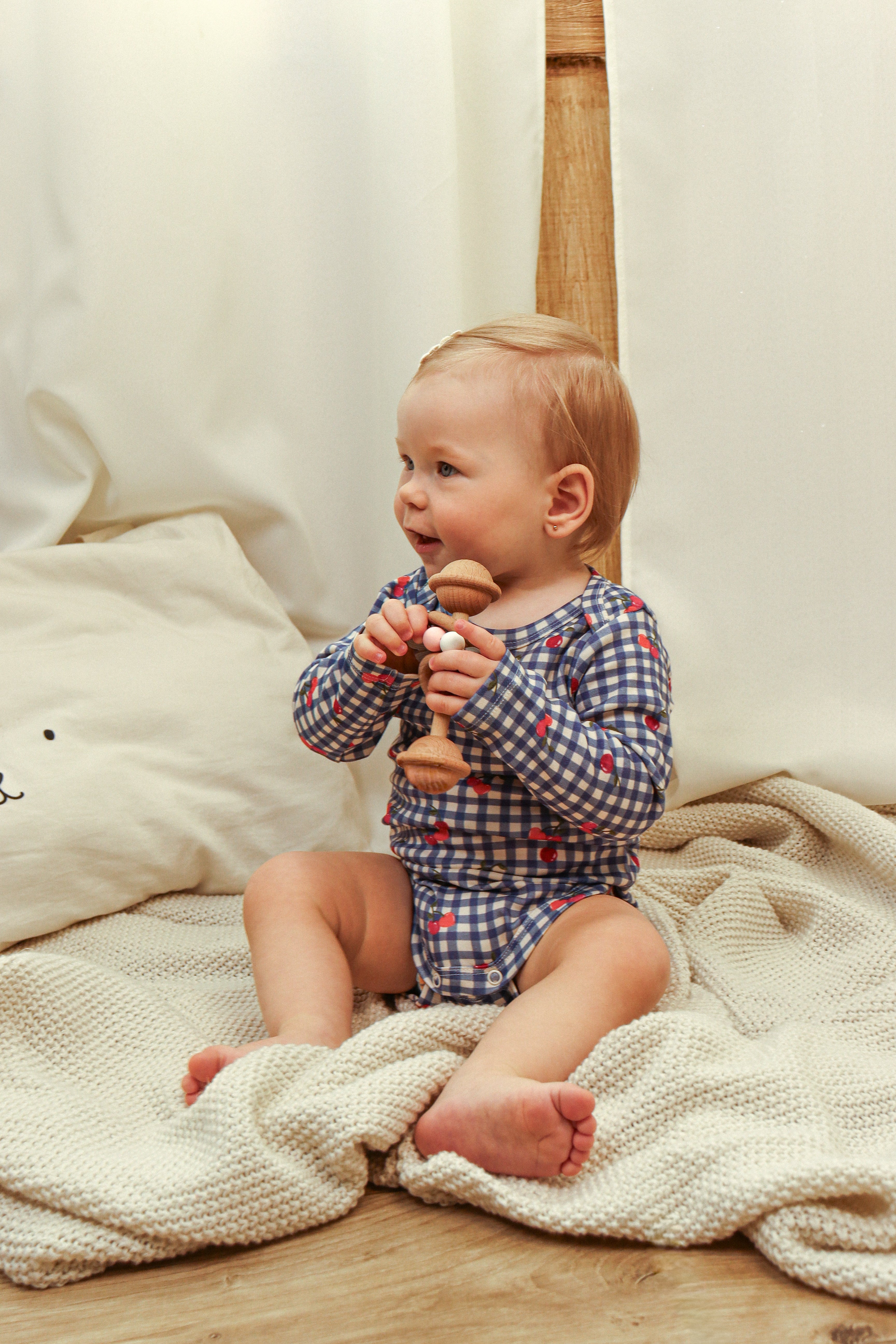 Romper met Gingham Cherries