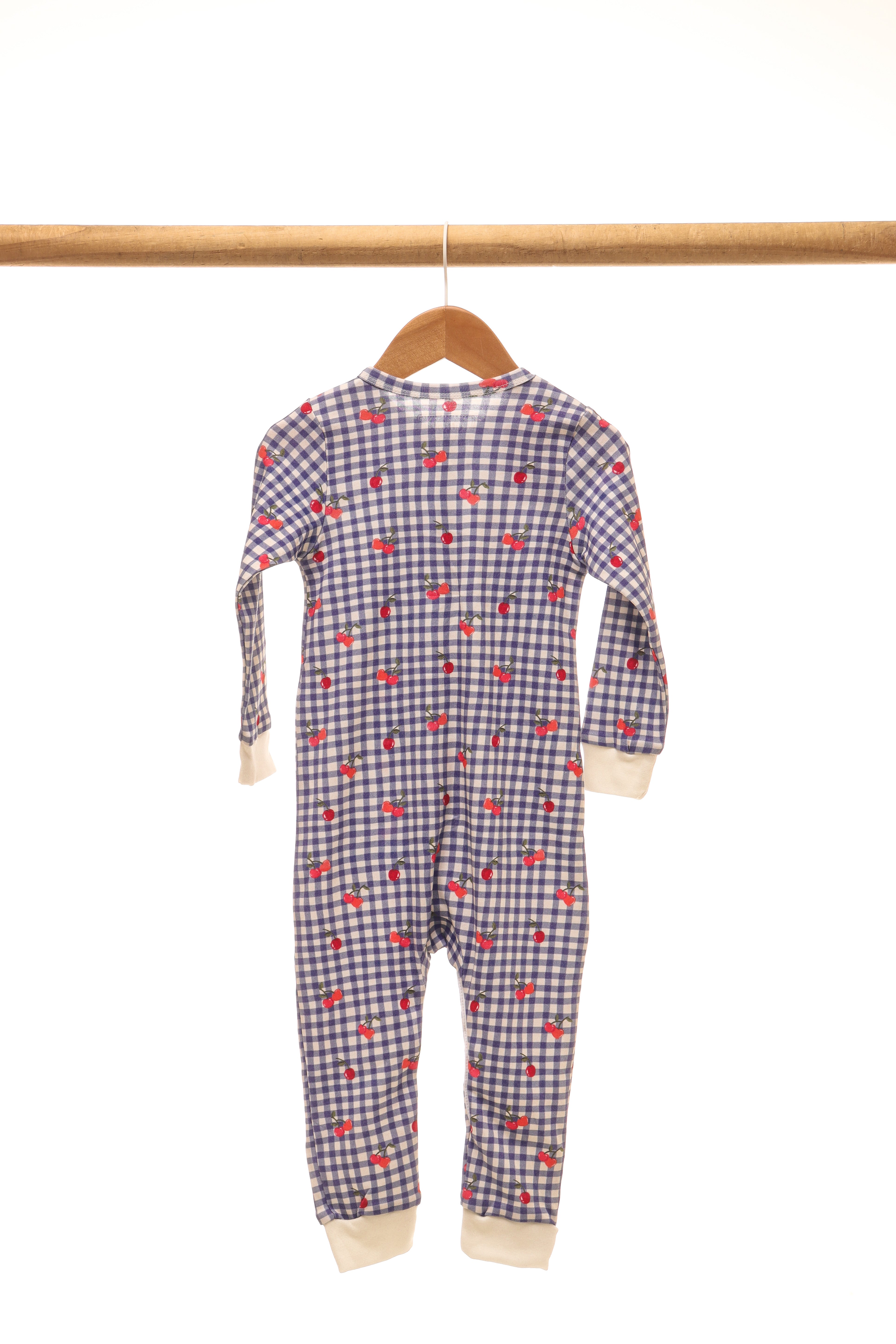 Gingham Cherries long romper – back