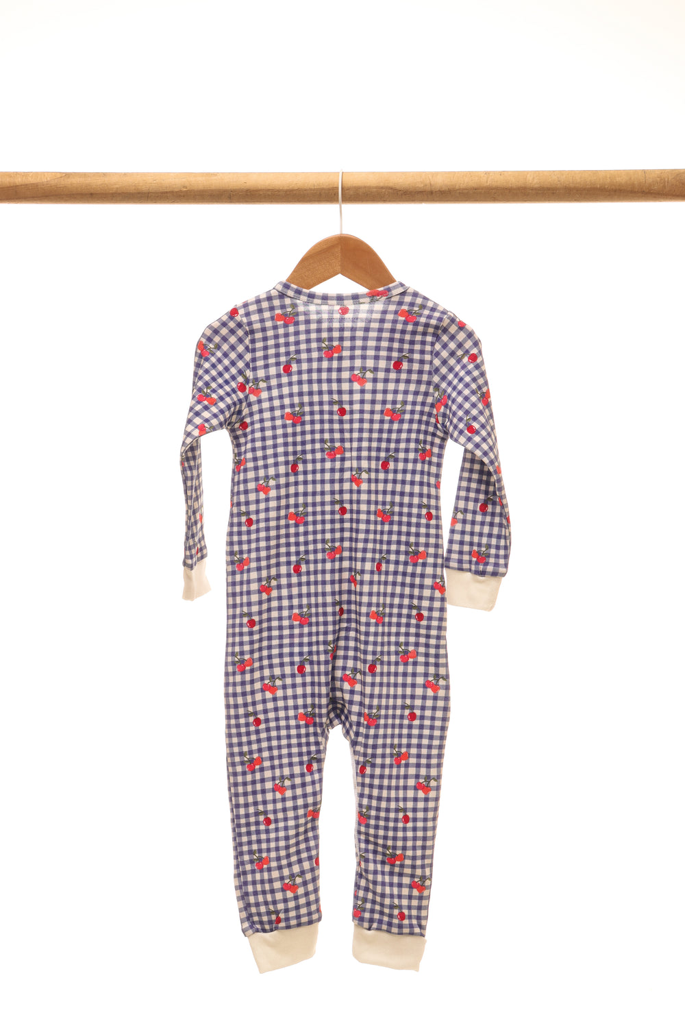 Gingham Cherries long romper – back