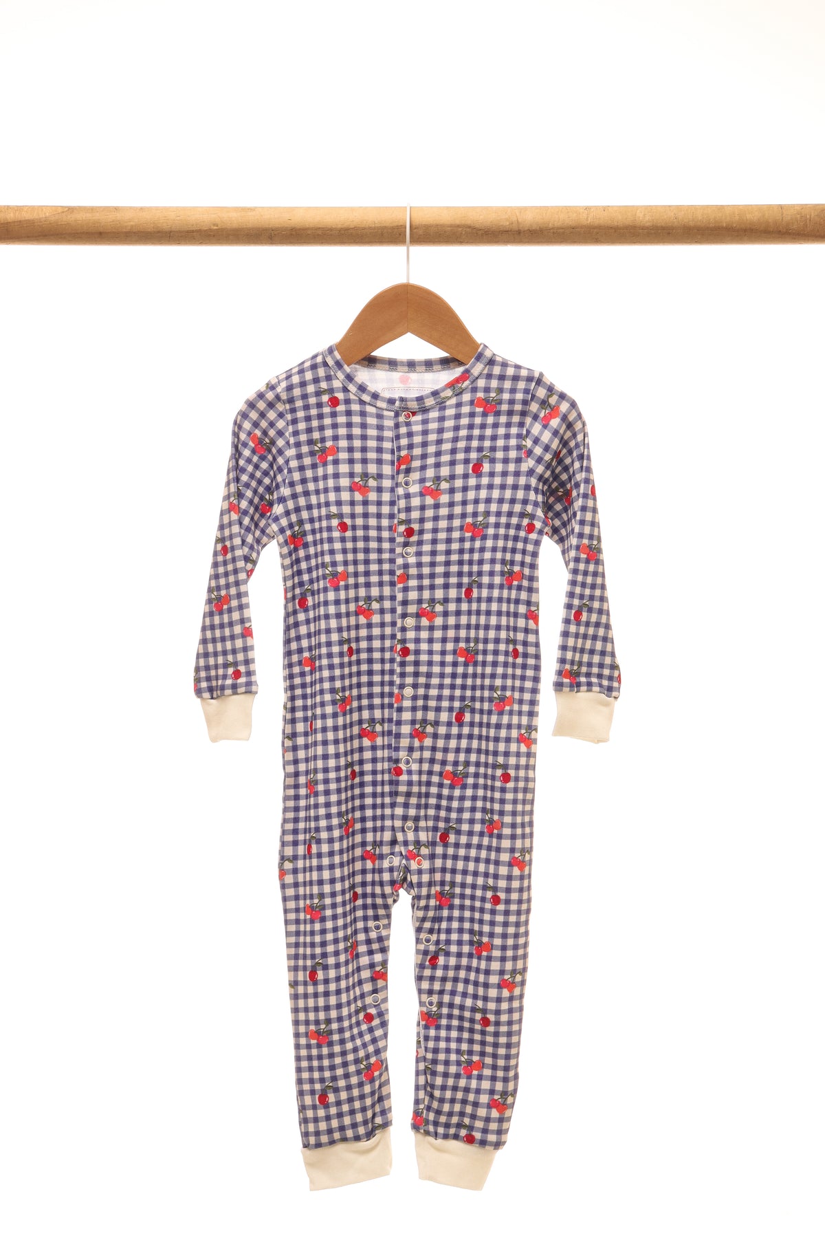 Gingham Cherries long romper – front